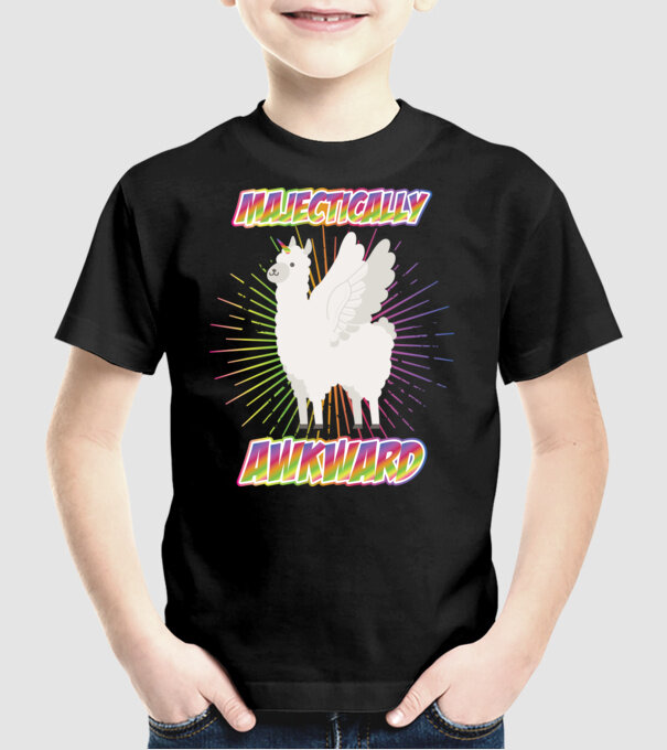 Majestically Awkward model negru pe tricou