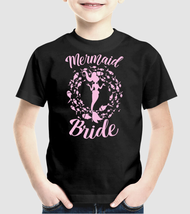 Mermaid Bride model negru pe tricou