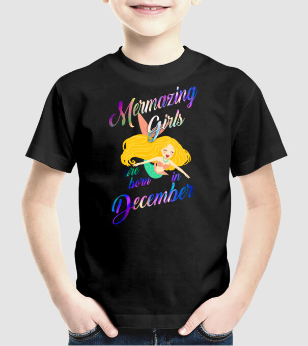 Mermazing girls are born december model negru pe tricou