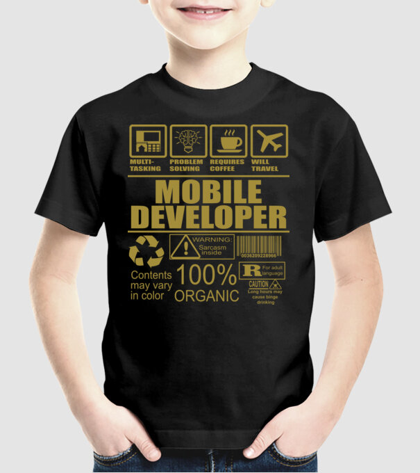 Mobile developer model negru pe tricou