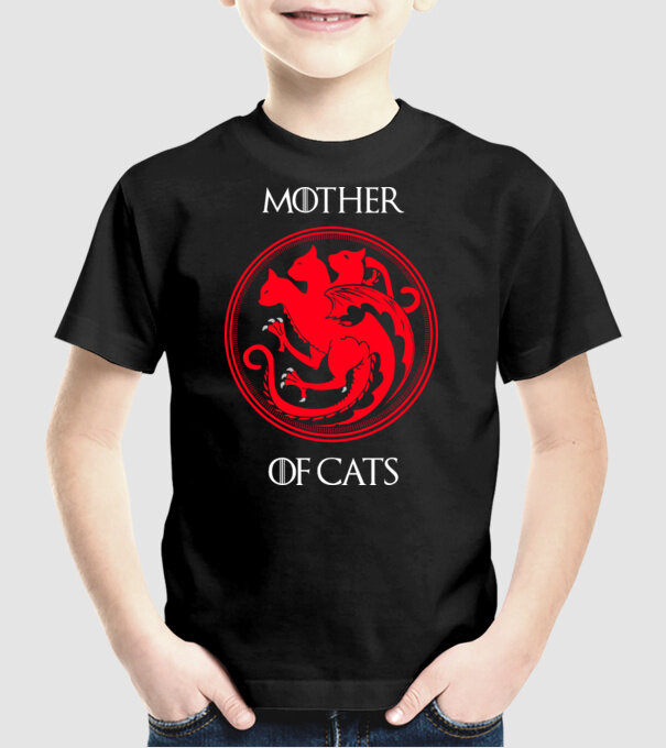 Mother of cats model negru pe tricou