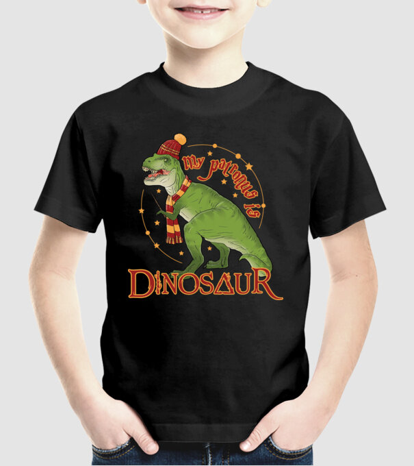 My patronus is dinosaur model negru pe tricou
