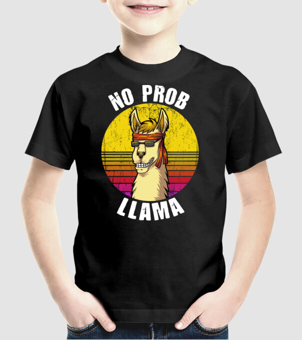 No Prob LLama - Láma model negru pe tricou