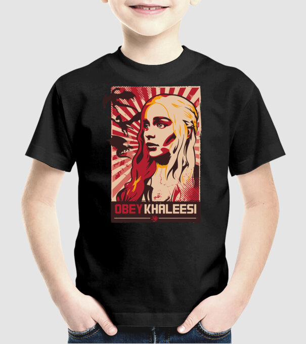 Obey Khaleesi model negru pe tricou