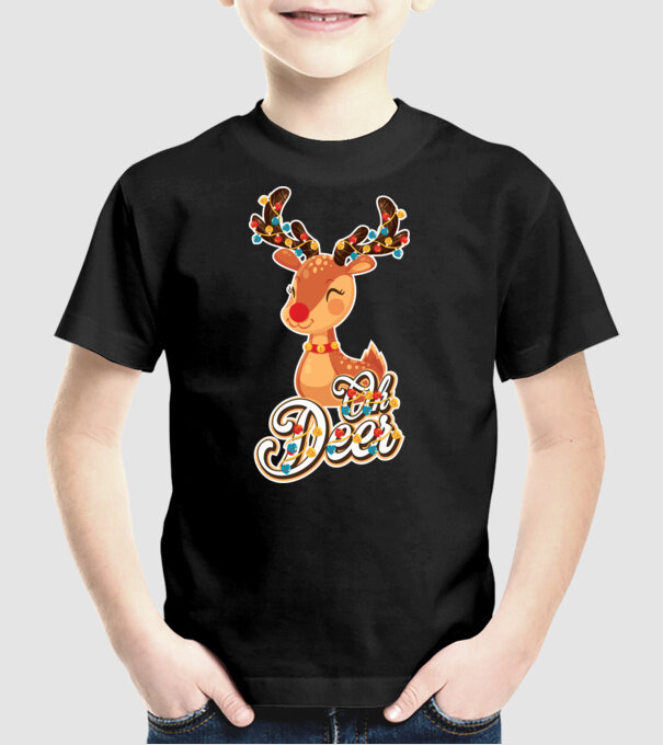 Oh deer model negru pe tricou