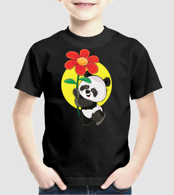 Dragoste panda model negru pe tricou