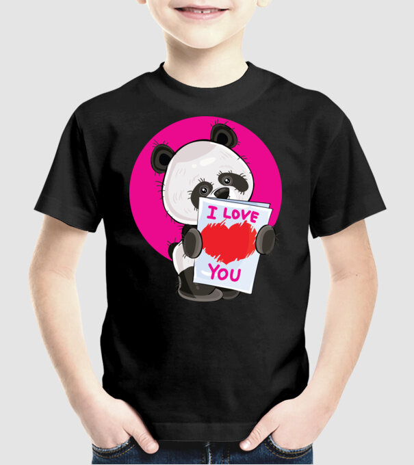 dragoste panda model negru pe tricou