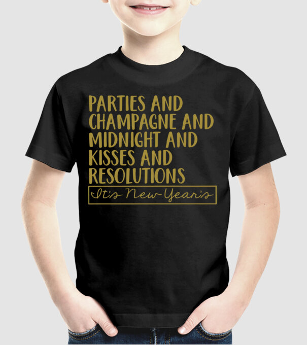 Parties champagne model negru pe tricou