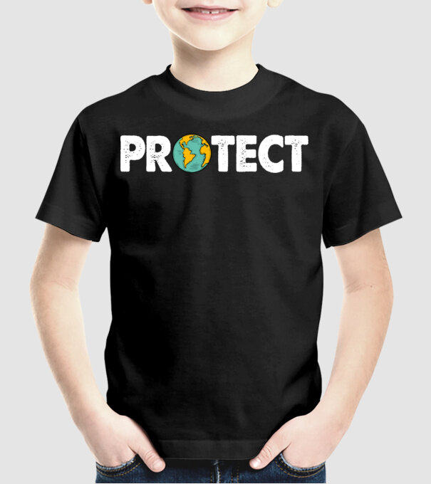 Protect earth model negru pe tricou