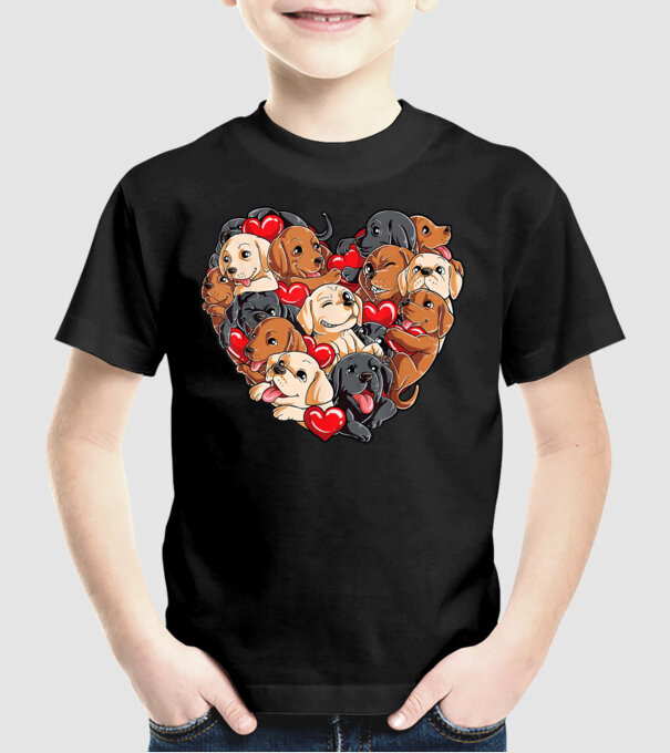 Puppy Heart model negru pe tricou
