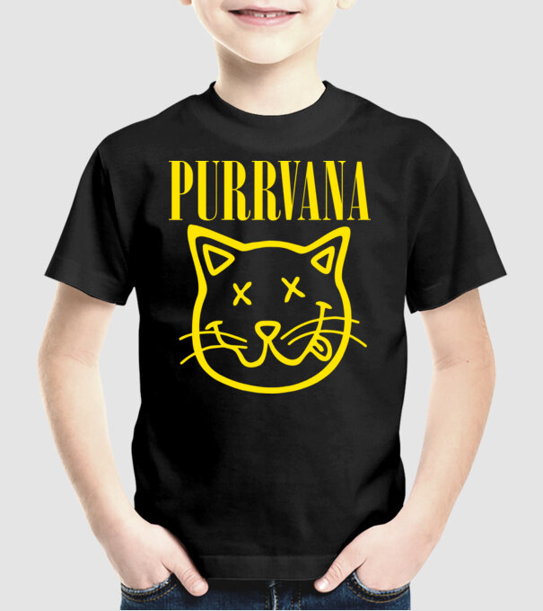 PURRVANA model negru pe tricou