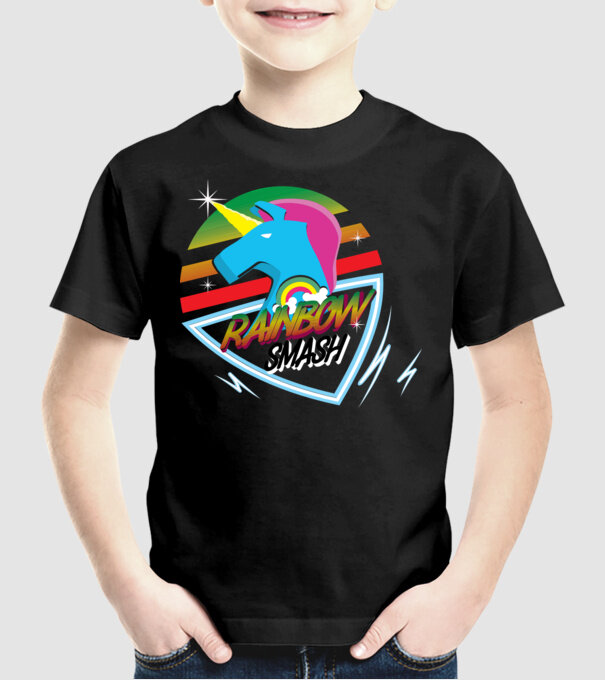 Rainbow smash model negru pe tricou