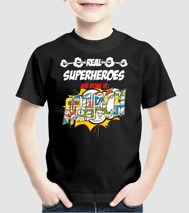 real superheroes are born in march model negru pe tricou