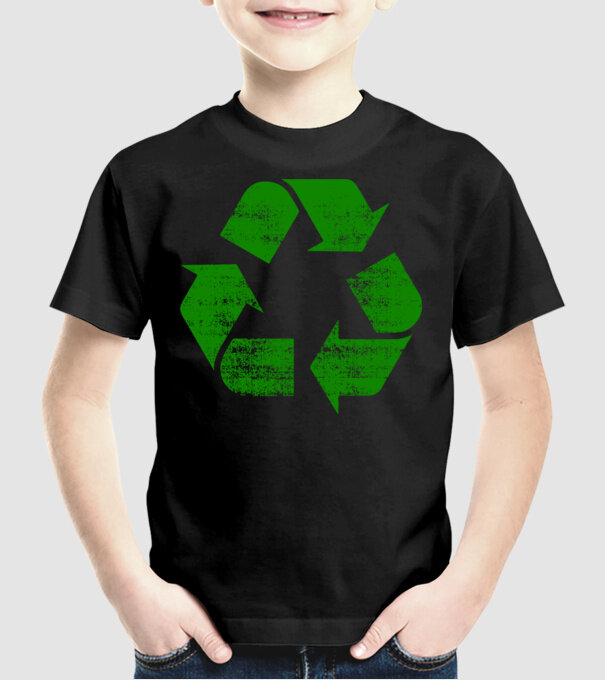 RECYCLE model negru pe tricou