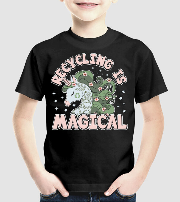Recycling is magical model negru pe tricou