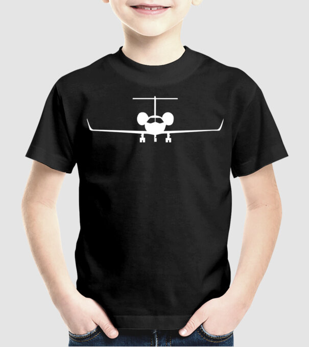 avion model negru pe tricou