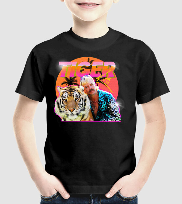 RETRO TIGER KING model negru pe tricou