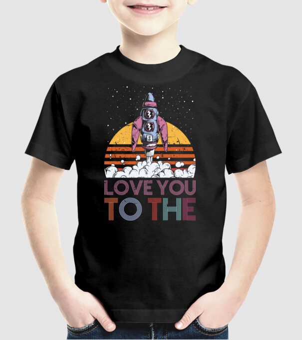 Retro vintage love you to the moon and back ROCKET model negru pe tricou