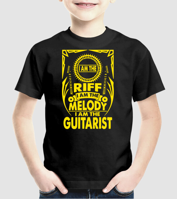 Riff Melody Guitarist model negru pe tricou
