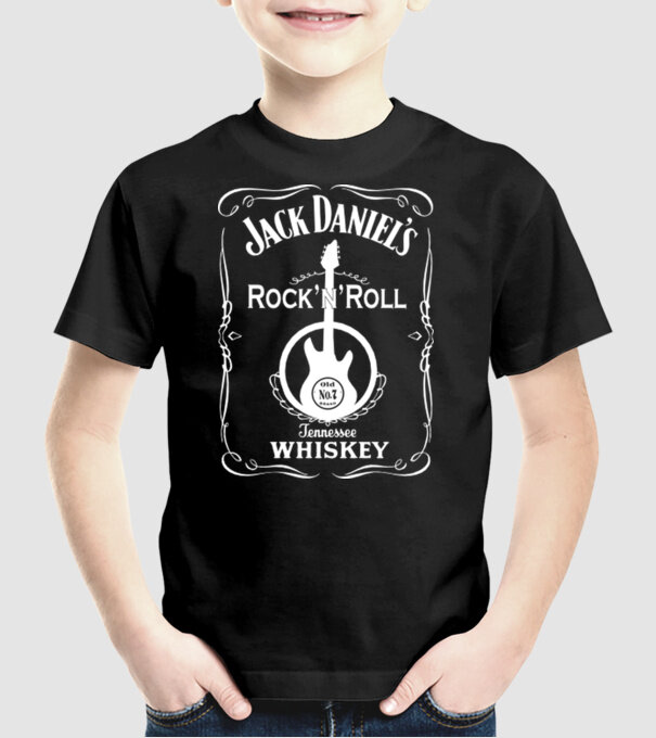 'Rock''n''Roll whiskey' model negru pe tricou