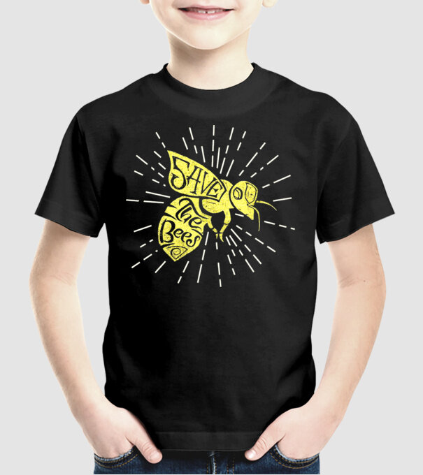 Save the bees model negru pe tricou