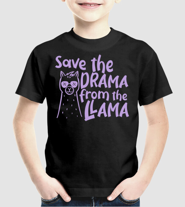 Save the drama from the llama model negru pe tricou
