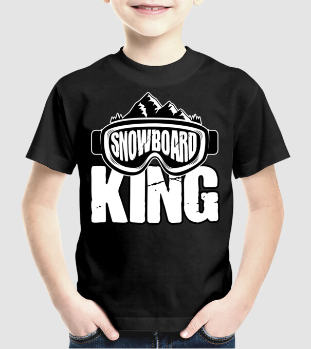 Snowboard king 01 model negru pe tricou