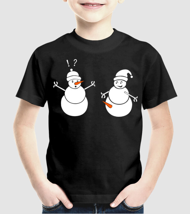 Snowman in action model negru pe tricou