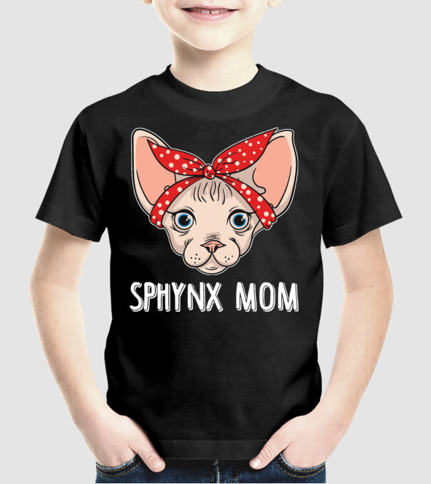sphynx mom model negru pe tricou