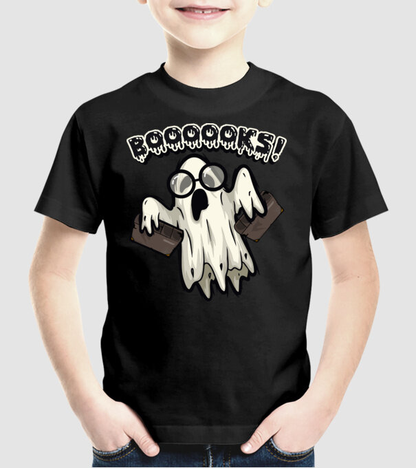 Spooky boookworm model negru pe tricou
