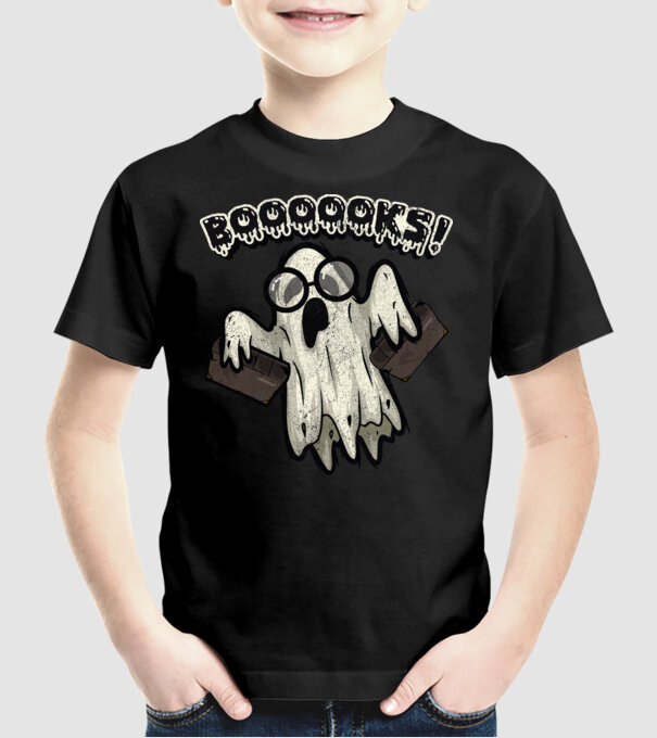 Spooky booookworm model negru pe tricou