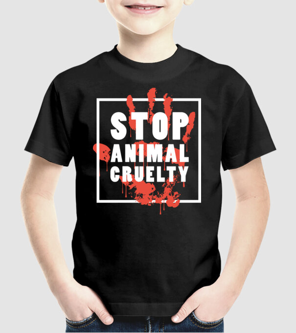 Stop animal cruelty model negru pe tricou