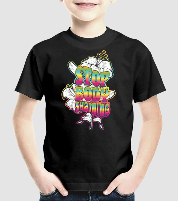 Stop body shaming lily model negru pe tricou