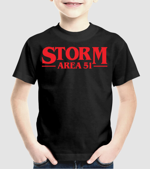 storm area 51 stranger model negru pe tricou