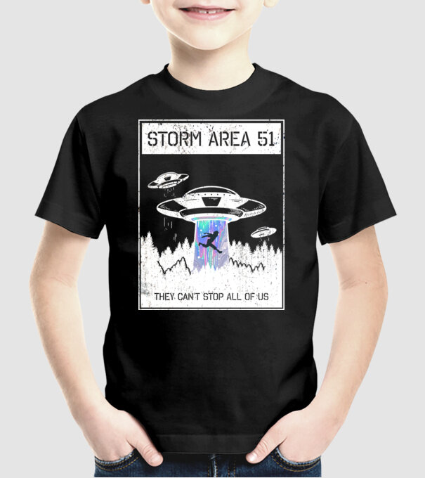 'Storm area 51 - They can''t stop all of us' model negru pe tricou