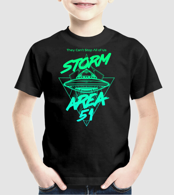 Storm area 51 ufo green model negru pe tricou