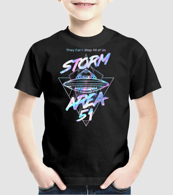 storm area 51 ufo holo model negru pe tricou