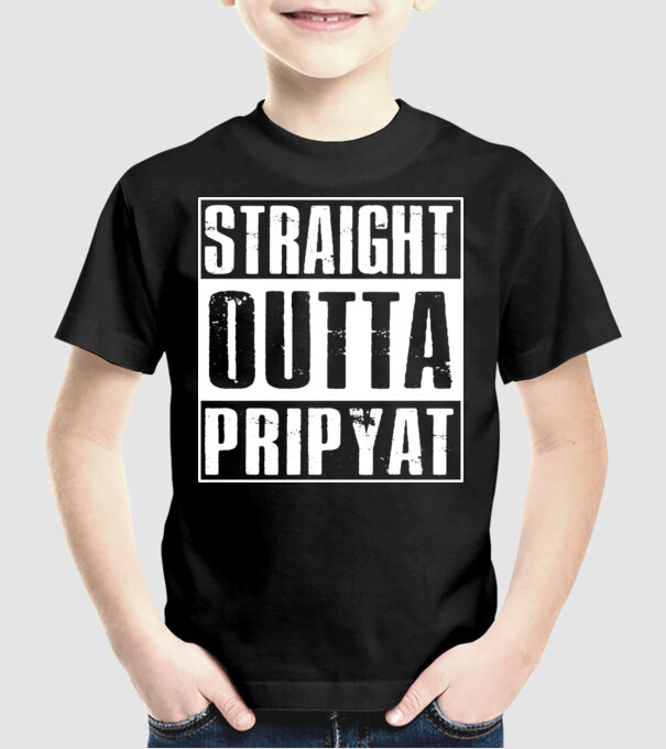 Straight outta pripyat model negru pe tricou