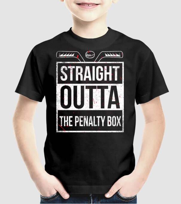 Straight outta the penalty box model negru pe tricou