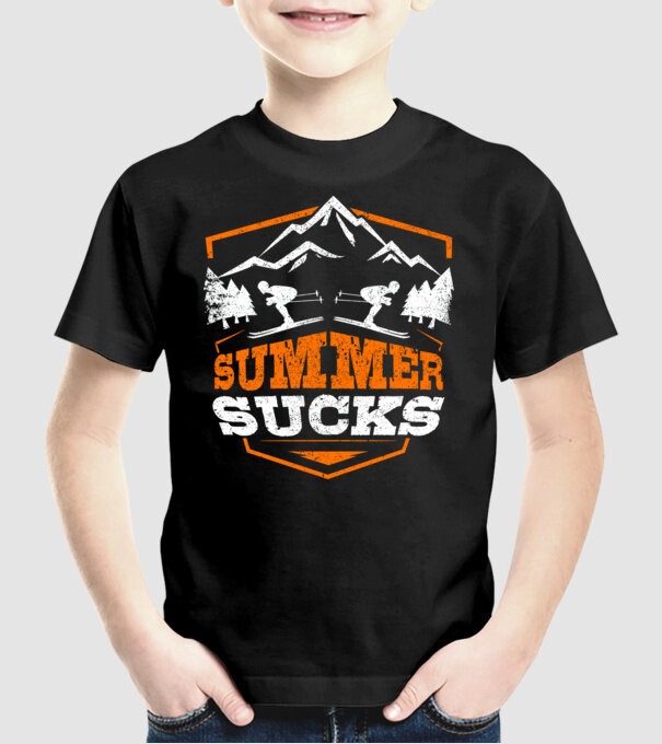 Summer sucks model negru pe tricou