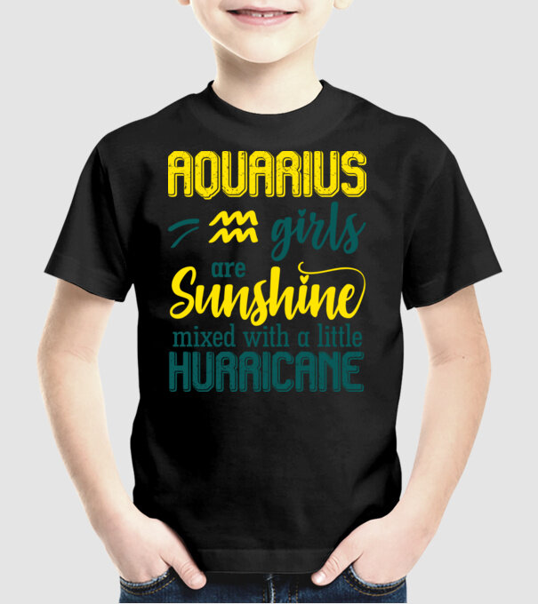 Sunshine with Hurricane AQUARIUS model negru pe tricou