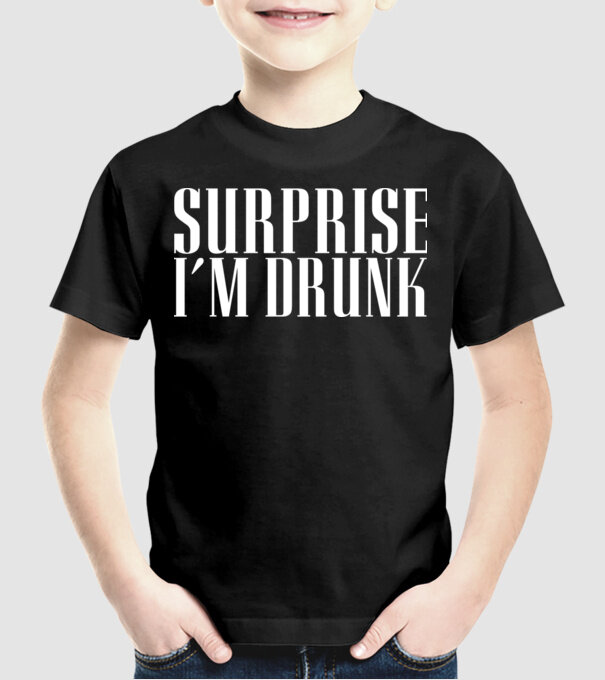 Surprise im drunk model negru pe tricou