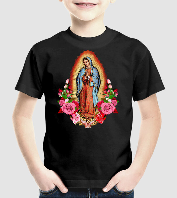 Fecioara Maria model negru pe tricou