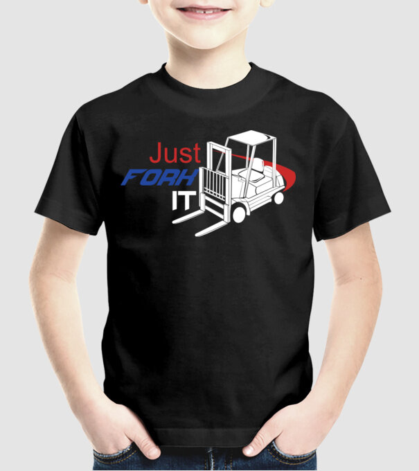 Targonca Just Fork It model negru pe tricou