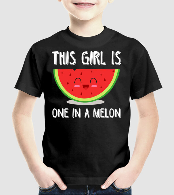 This girl is one in a melon white model negru pe tricou