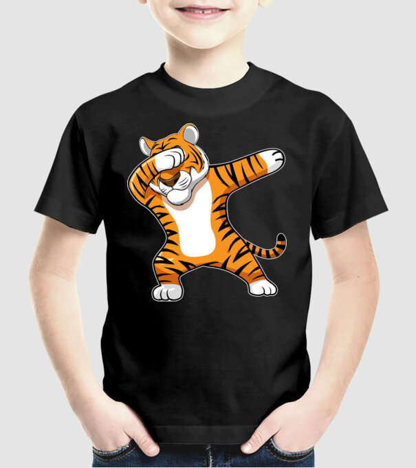 Tigru DAB model negru pe tricou