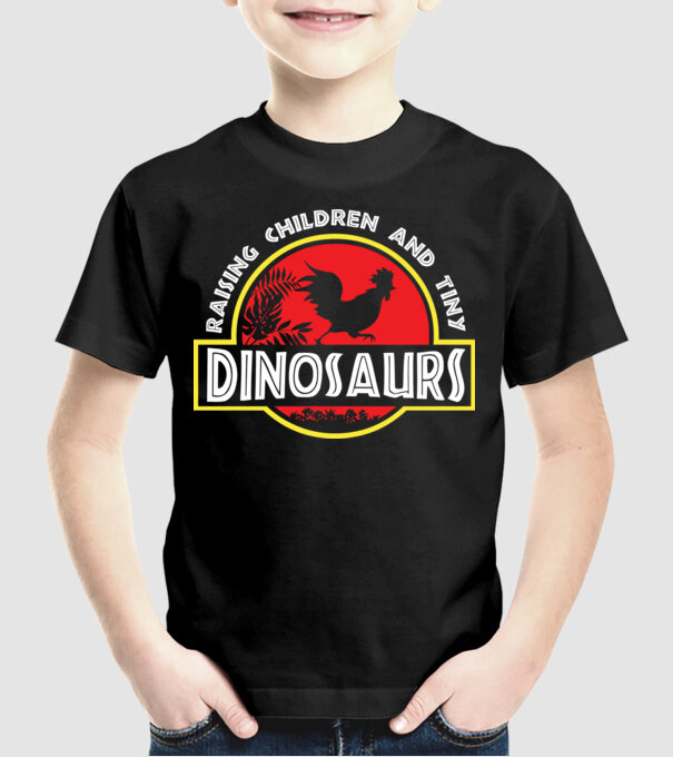 Tiny Dinosaurs model negru pe tricou
