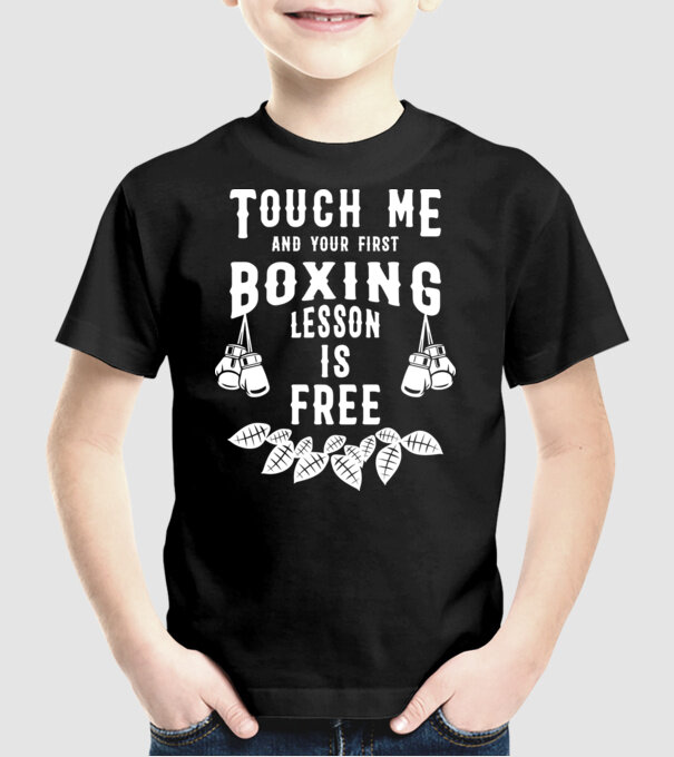 Touch me if you want a free lesson model negru pe tricou