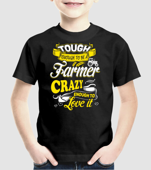 Tough enough to be a farmer Traktoros model negru pe tricou