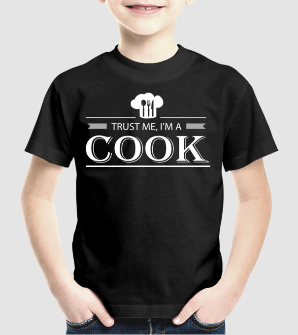'Trust me I''m a cook' model negru pe tricou
